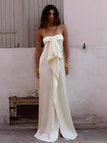 Ärmelloses Satin-Minikleid mit Raffungen und Schlitzsaum – Farbe Beige