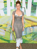Zweiteiliges Kleid-Set mit Spitze und transparenten Details – Farbe Grau